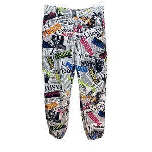 Like An Angel Womens Multicolor Graphic Print Cargo Joggers Pants Size Small